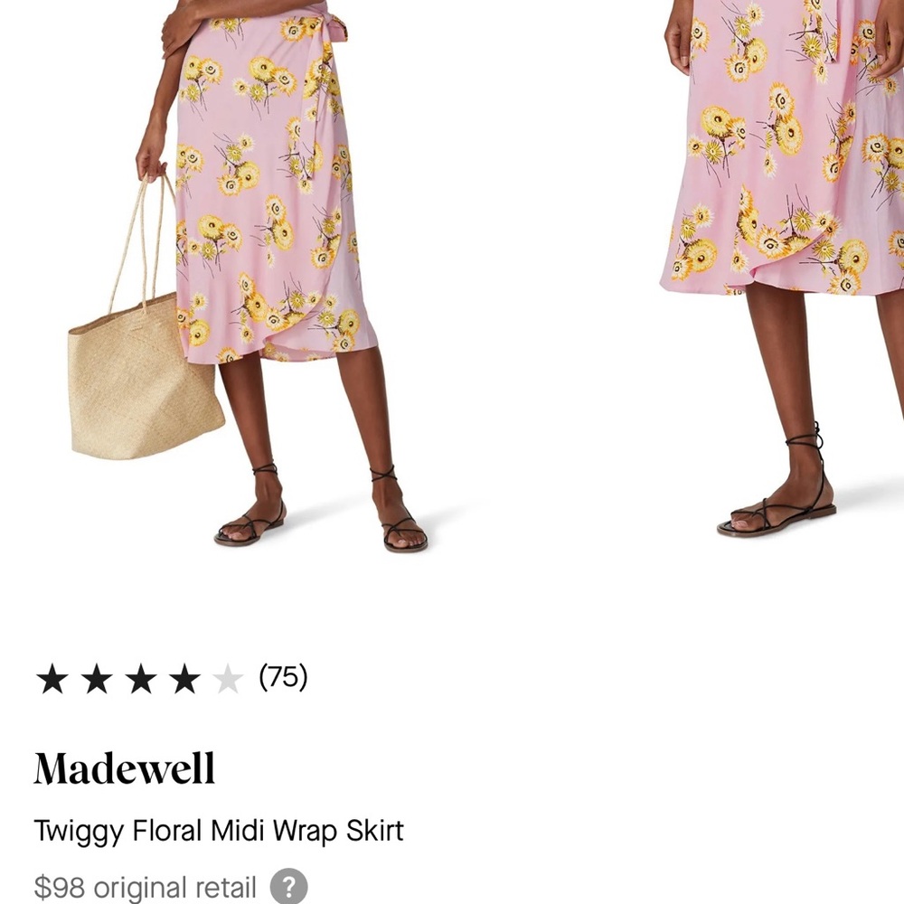 Madewell twiggi floral midi wrap skirt